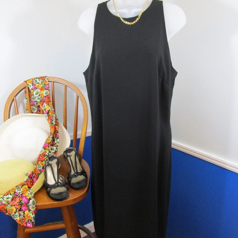 👗HP👗 VTG 1980's Lauren Basic Black Sheath Dress